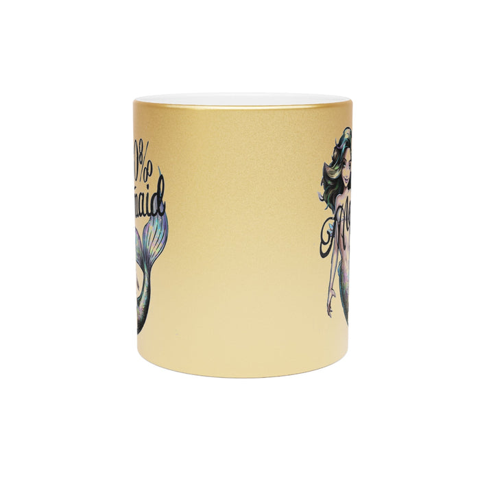 Gold metallic mug back with partial mermaid print
