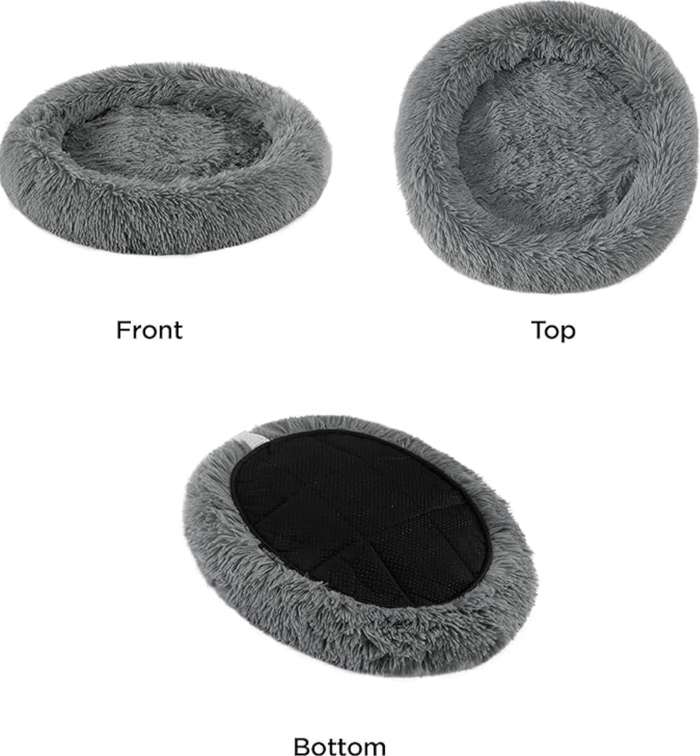 Best Friends by Sheri Calming Oval Donut Bed/Pad For Cats & Small Dogs: 21"x19": Grey, Taupe - Glad Dogs Nation | ALL Profits Donated
