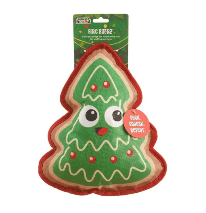 Outward Hound Fire Biterz Christmas Tree Cookie Squeaky Dog Toy: Medium - Glad Dogs Nation | ALL Profits Donated
