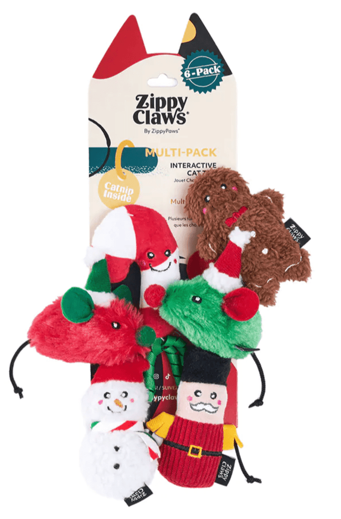 $3 OFF! ZippyClaws Holiday Festive Cheer Cat Toy 6 Pack - Glad Dogs Nation | ALL Profits Donated