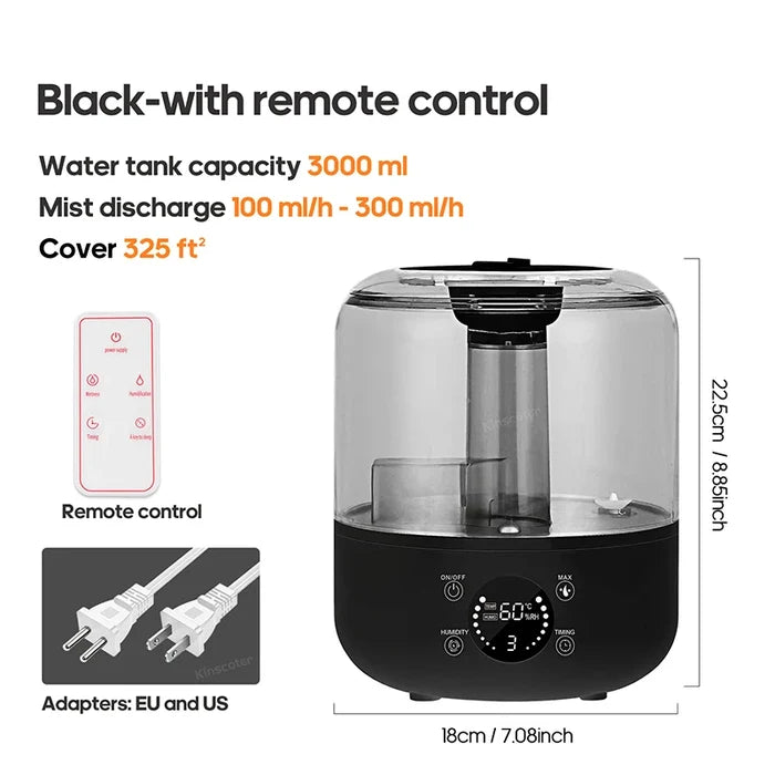 3L Air Humidifier – Large Capacity Ultrasonic Aroma Diffuser