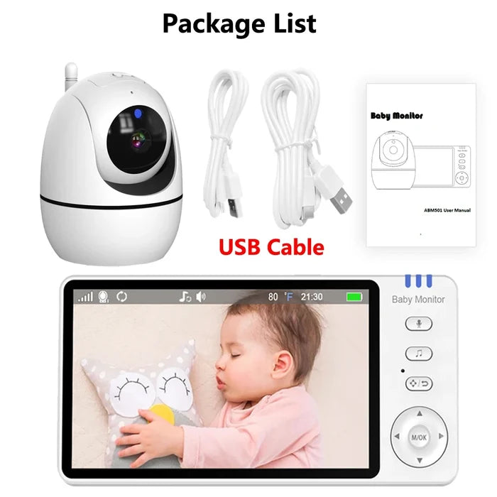 5" Video Baby Monitor HD PTZ Camera with Two-Way Audio