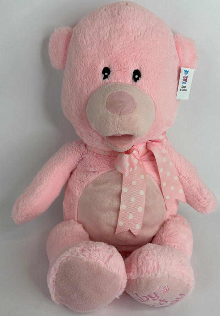 Girl Power Stuffed Pink Dog & Puppy Toys / All Sizes / Squeak or No Squeak