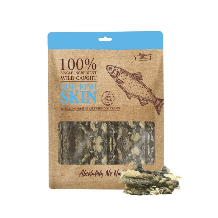 Absolute Bites Freeze Dried/Air Dried Cat & Dog Treats Air Dried Cod Fish Skin 60g
