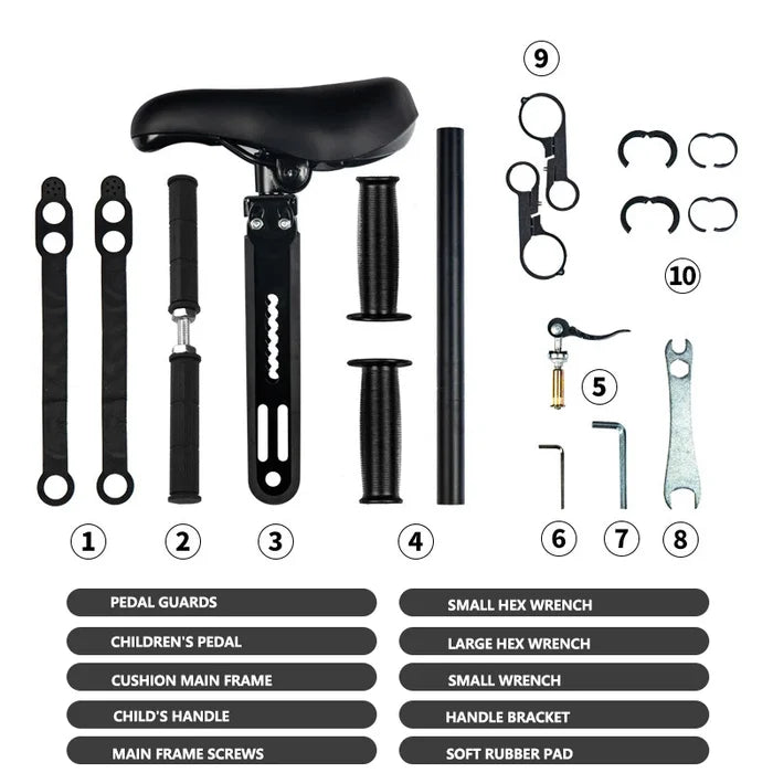 Adjustable Baby Bike Seat Front Mount – Safe Ride with Parents