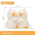 White duck book end set of two, shown with size outline and dimension marks