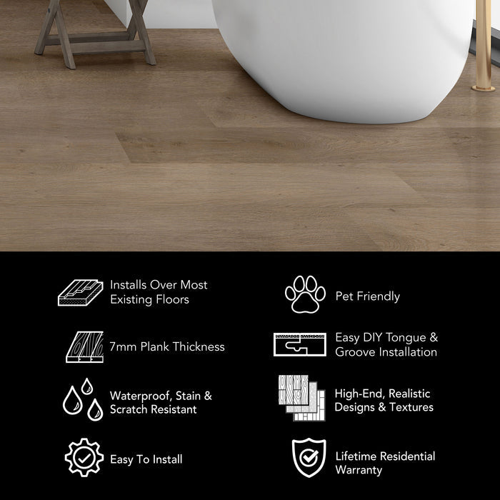 Allure Vanilla Latte Oak 22mil Wide Luxury Vinyl Plank Flooring