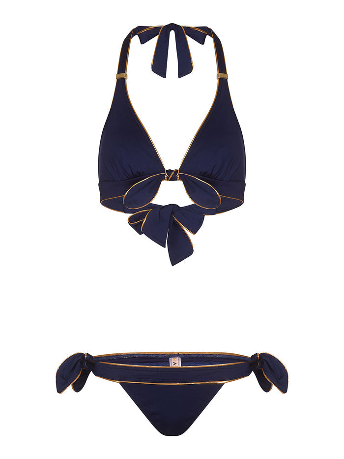 Navy and gold amalfi bikini by NAIA Beach