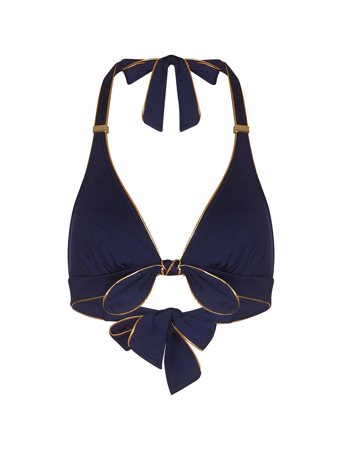 Navy and gold amalfi bikini top by NAIA Beach