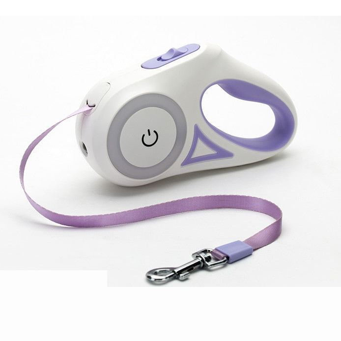 Retractable dog leash with built-in light