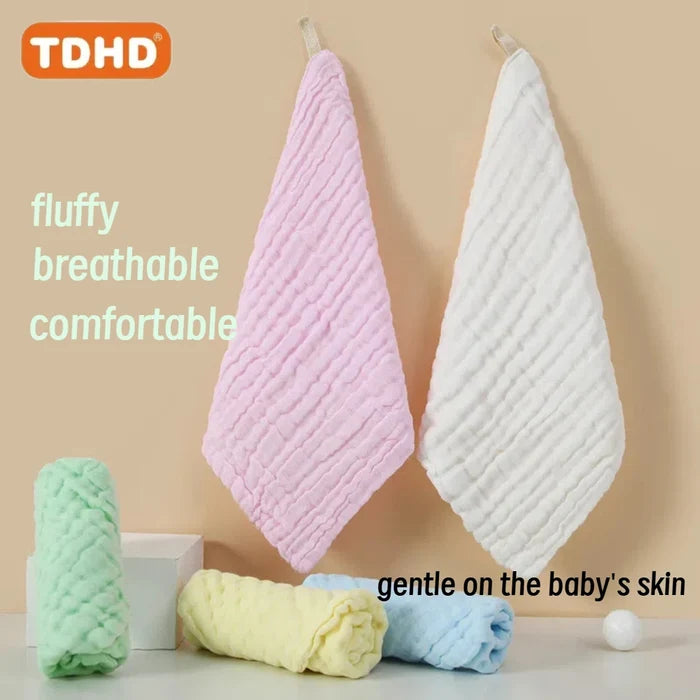 Baby Cotton Gauze Saliva Towel Set – Soft & Absorbent 5-Pack