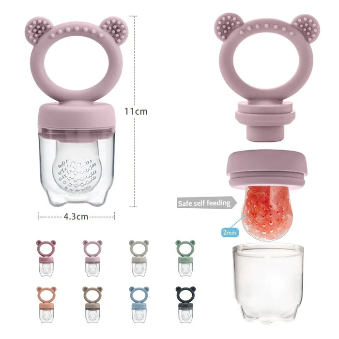 Baby Fruit Feeder With Cover – Safe Silicone Feeding Aid