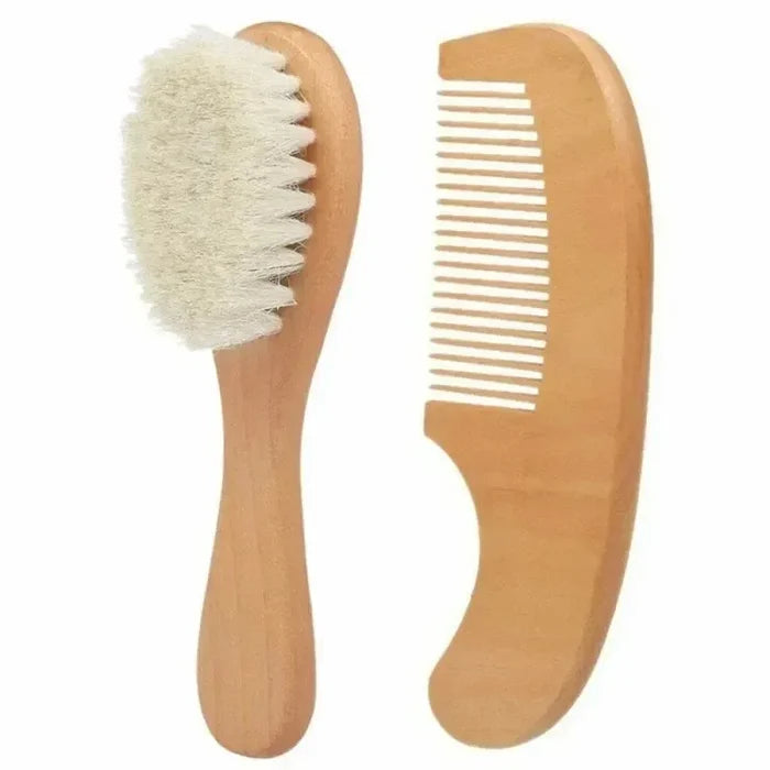 Baby Hair Brush and Comb Set – Gentle Wool & Wood Care