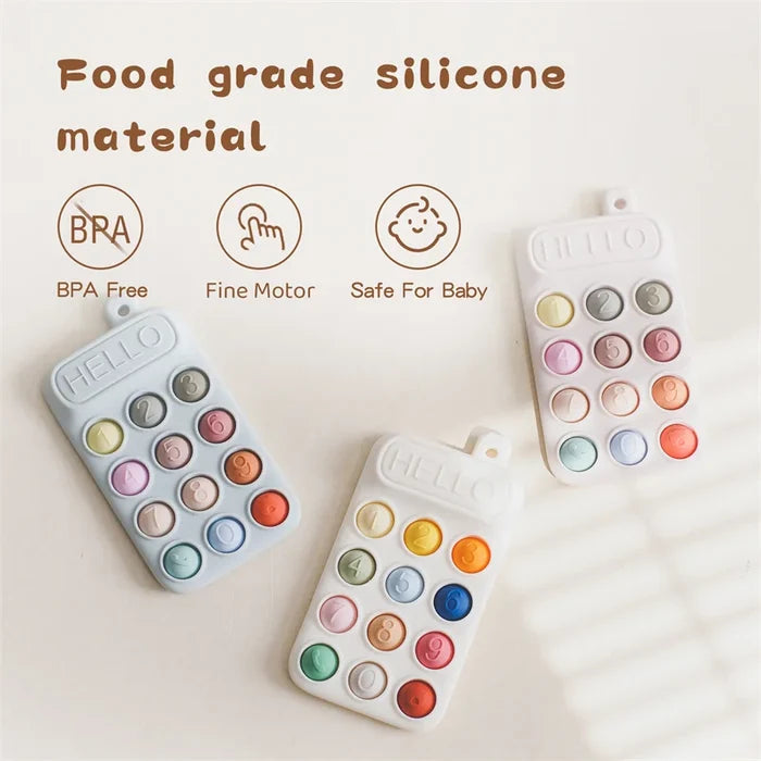 Baby Phone Teether – Safe Silicone Toy for Soothing & Learning