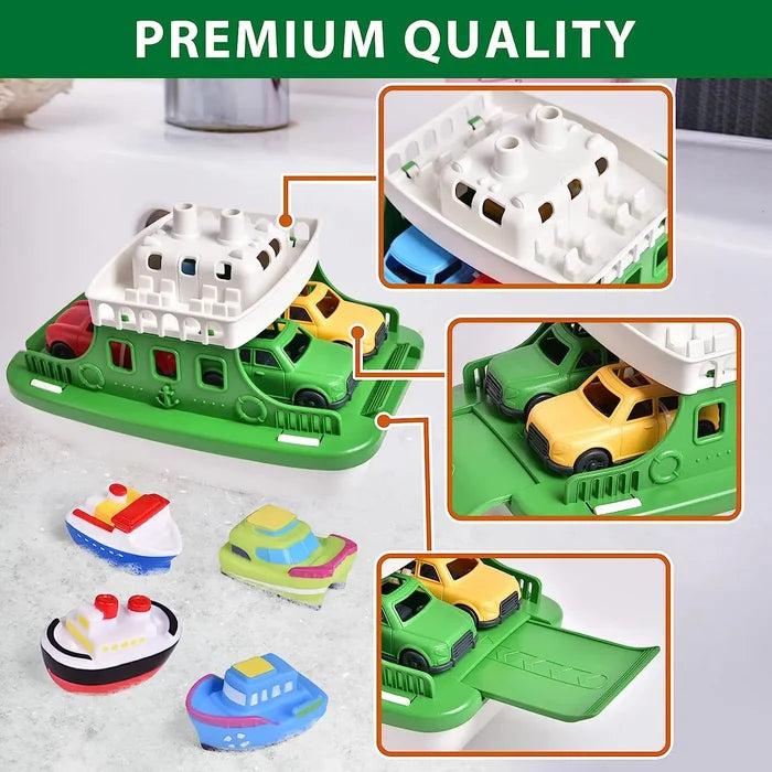 Baby Shower Boat Toy with Slide Ramp for Fun Bath Play