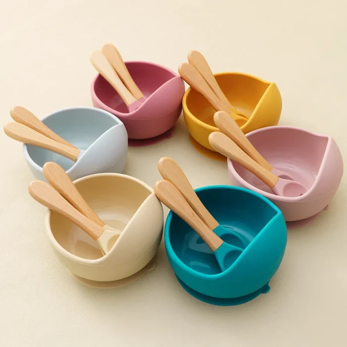 Baby Silicone Feeding Set – Suction Bowl & Training Utensils
