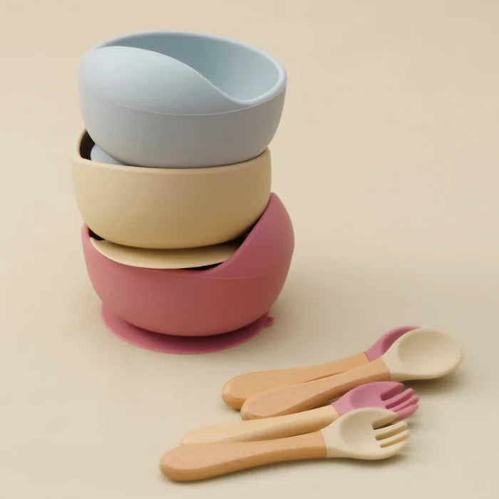 Baby Silicone Feeding Set – Suction Bowl & Training Utensils