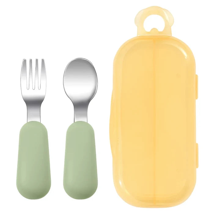 Baby Silicone Fork & Spoon – Safe Portable Feeding Set