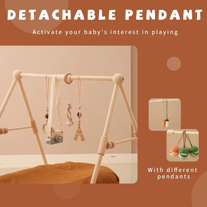 Baby Wooden Rattle Play Gym – Sensory Development Toy