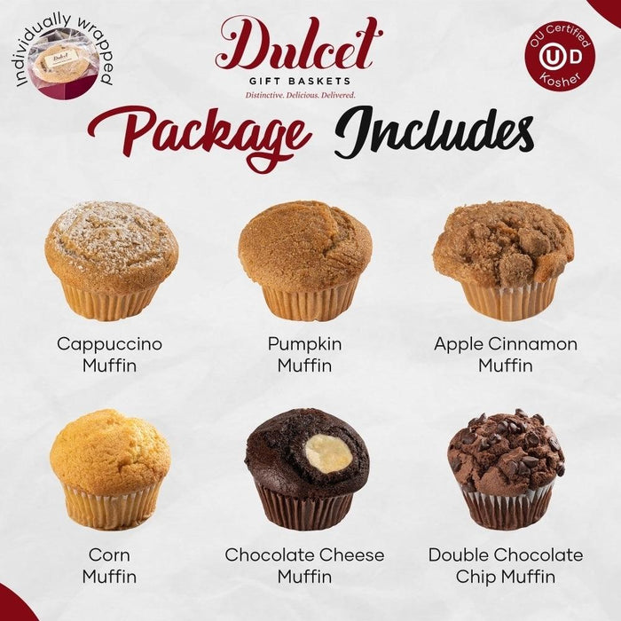 Assorted muffin variety display on a package card