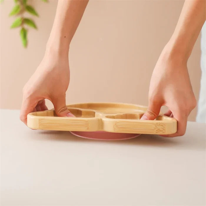Bamboo Baby Tableware Set with Suction Plate & Fork Spoon
