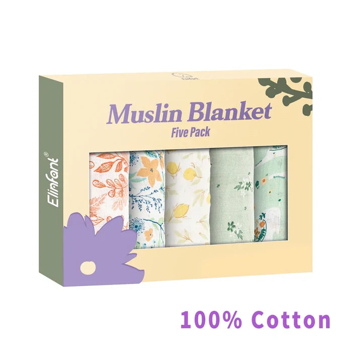 Bamboo Cotton Baby Bib Set – Soft, Breathable 5-Pack