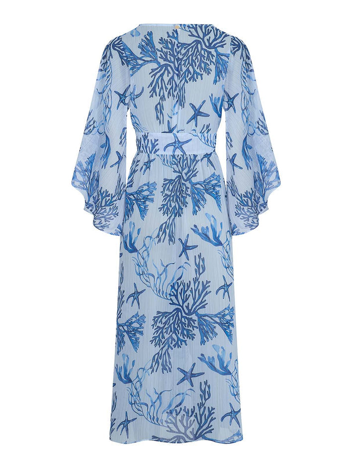 The Barcelona kaftan in La Mer by NAIA Beach  Luxury Swimwear SS26 The Golden Hour collection