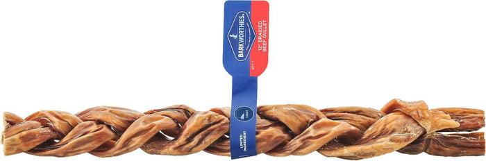 Barkworthies Braided Beef Gullets: 2 Sizes - Glad Dogs Nation | ALL Profits Donated