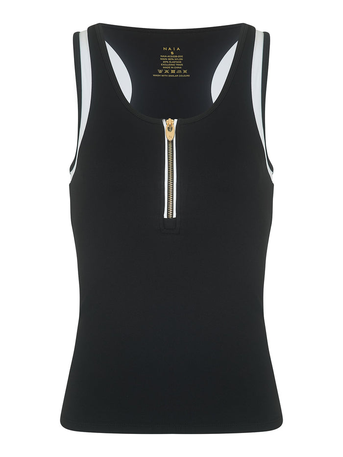 Billie Tipped vest  black with white piping detail from NAIA Active active wear collection