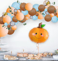 Little pumpkin balloon and pastel blue, orange, brown balloon garland kit with leaves