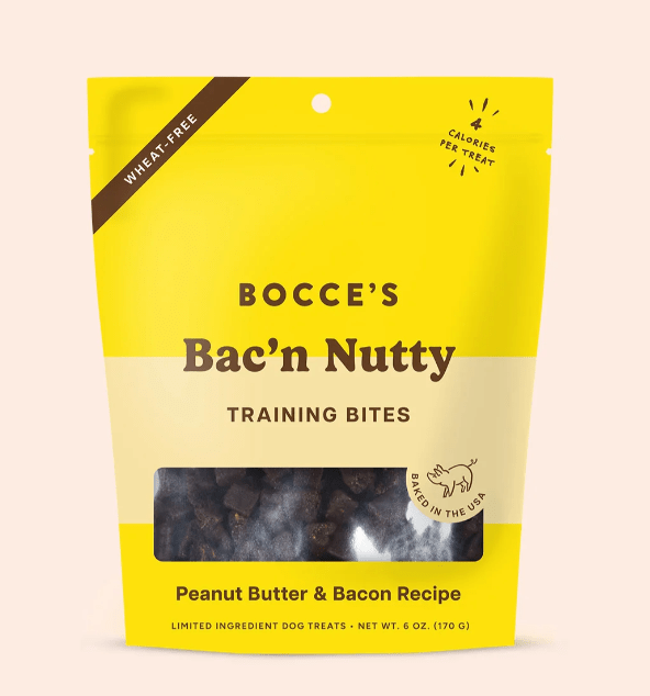 Bocce's Bakery Bac'n Nutty Training Bites Dog Treats: Peanut Butter & Bacon - Glad Dogs Nation | ALL Profits Donated