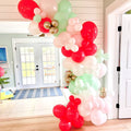 8ft pastel balloon arch garland with red, white, pink, mint balloons and gold accents