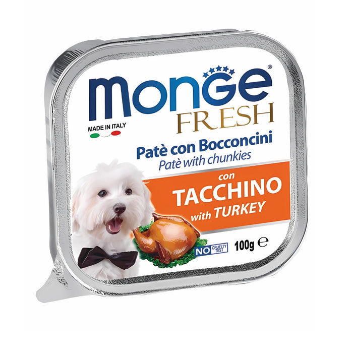 [Bundle of 16] Monge Fresh Pate & Fruits Dog Wet Food 100g - Nutritious Complete & Balanced Turkey