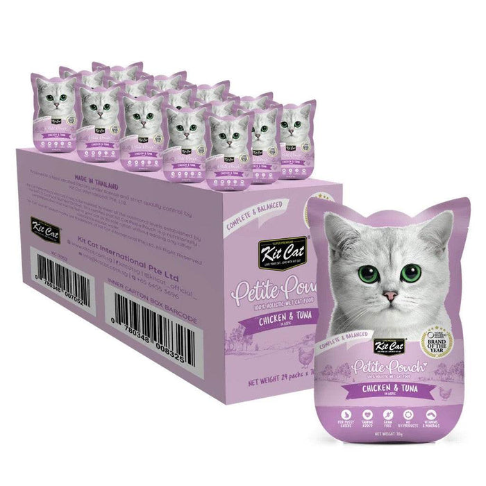 [Bundle of 24] Kit Cat Petite Pouch 70g Grain-Free Wet Cat Food Chicken & Tuna