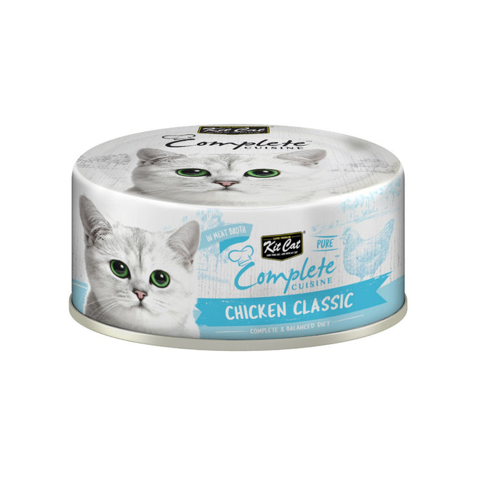 [Bundle of 24] Kit Cat Pure Complete Cuisine Wet Cat Food 70g - Complete & Balanced Meal Chicken Classic