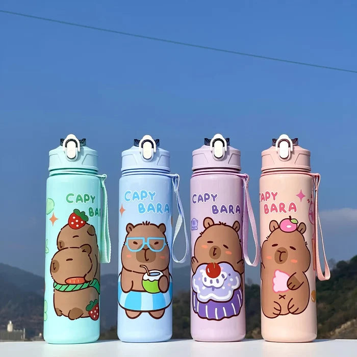 Capybara Straw Water Bottle Large Capacity Insulated Cup