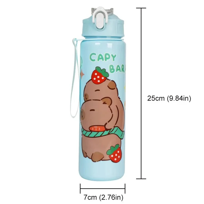 Capybara Straw Water Bottle Large Capacity Insulated Cup
