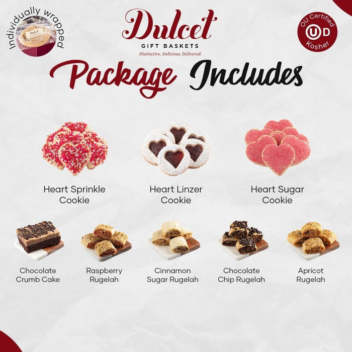Assorted heart-shaped cookies displayed on a package
