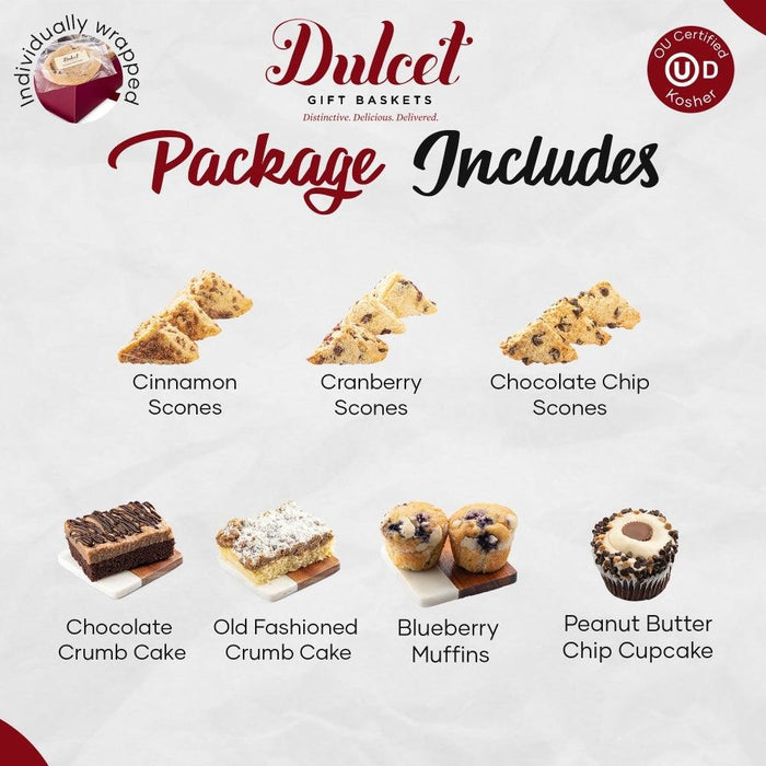 Sweets package includes cinnamon, cranberry, and chocolate chip scones