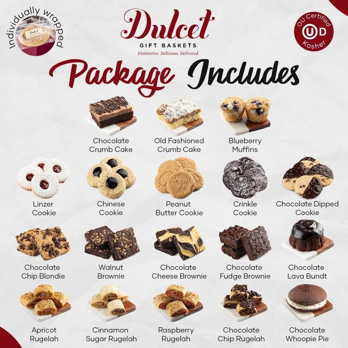 Gift basket package includes assorted cookies and brownie pieces