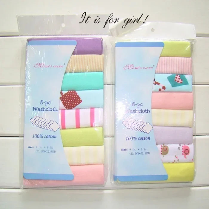 Cotton Baby Saliva Towels 8pcs – Soft & Absorbent for Newborns