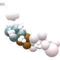 Balloon arch with white balloons, blue-green accents, and brown base