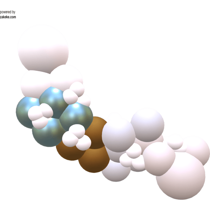 Balloon arch with white balloons, blue-green accents, and brown base
