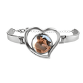 Silver-tone heart photo bracelet with inset heart portrait and hinged clasp