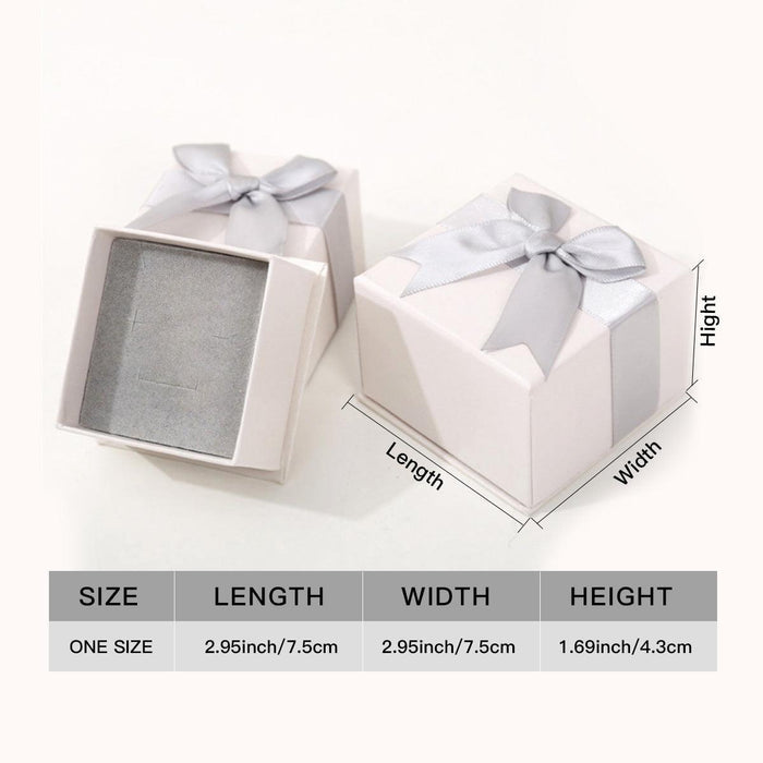 White gift box with satin bow and insert for projection necklace