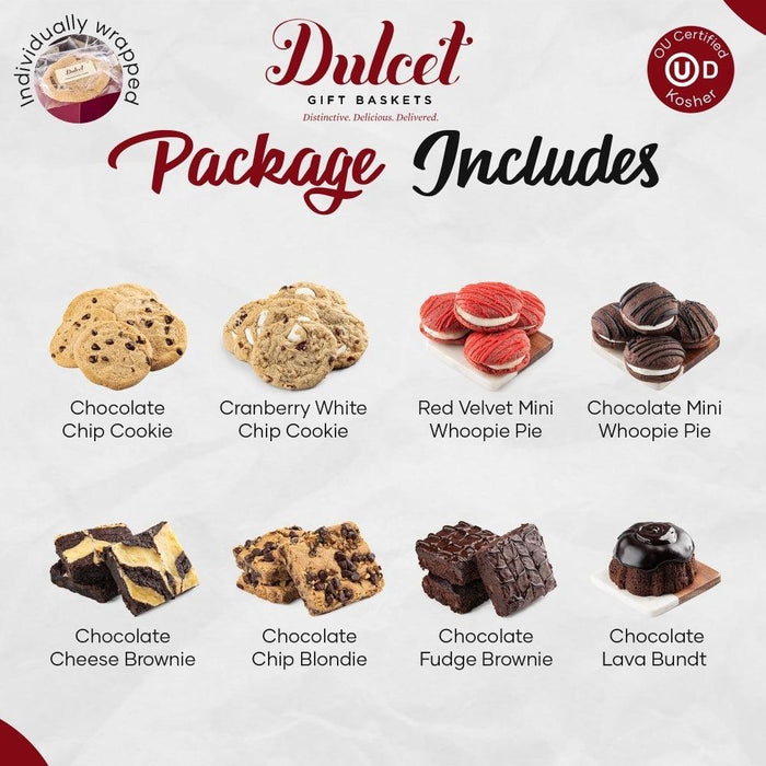 Package includes assortment of cookies and mini whoopie pies, Dulcet