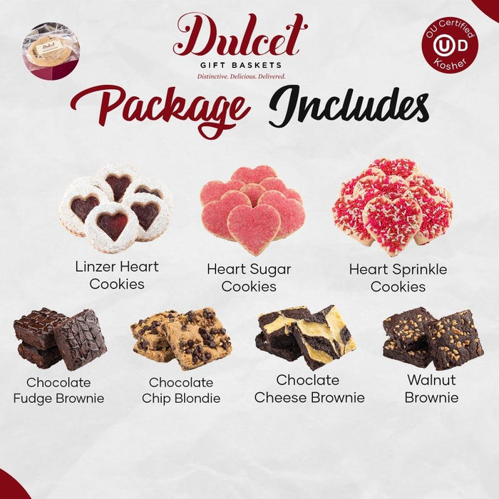 Heart cookies and brownies assortment package