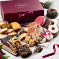 Holiday baked goods basket with assorted cookies and gingerbread figures