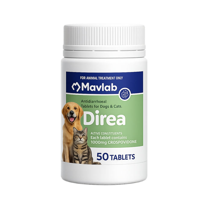 DIREA 50 Tablets - Gut Calming Supplement For Dogs & Cats Direa Tablet 50 Tabs