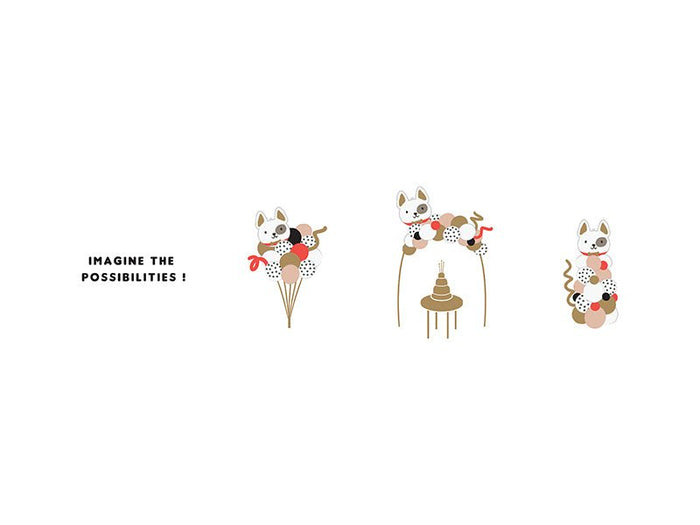 Dog balloon bouquet arrangement with three small dog character balloons on sticks